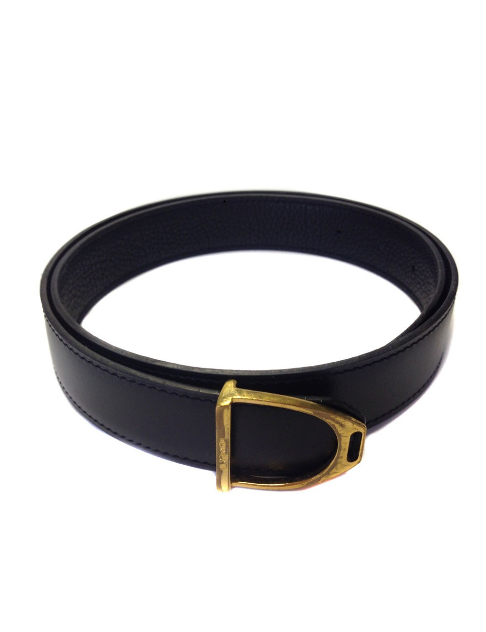 Ceinture HERMES en cuir noir vintage