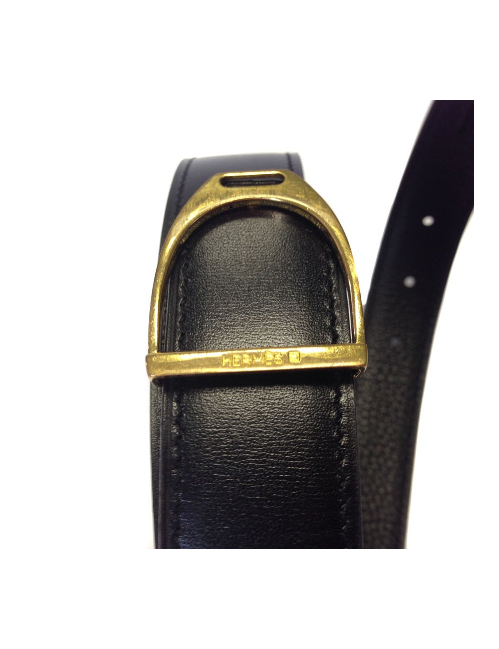 Belt "Stirrup" new HERMES reversible leather and vintage loop