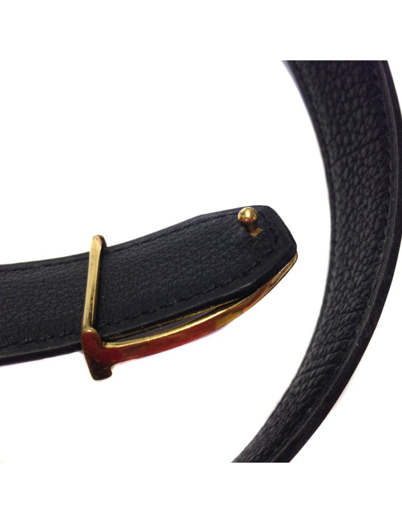 Ceinture HERMES en cuir noir vintage