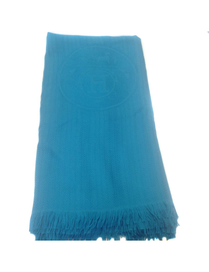 Grand châle HERMES bleu 
