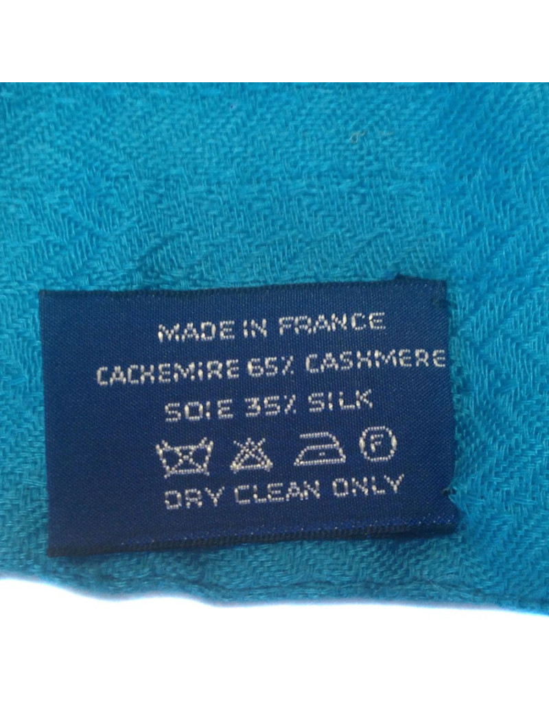 Etole HERMES bleue en jacquard de cachemire et soie 