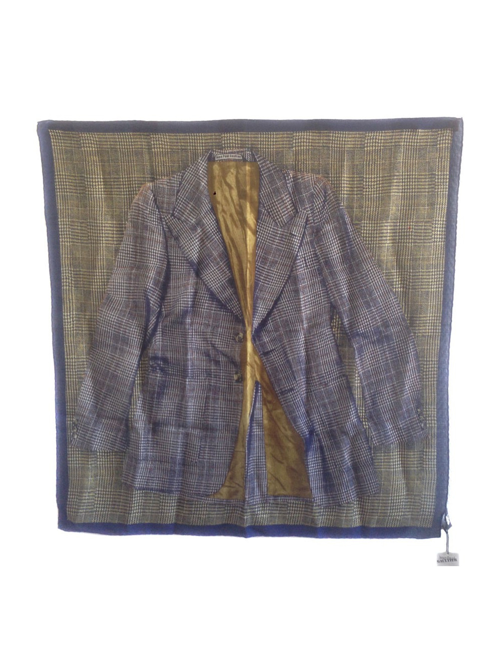 JEAN PAUL GAULTIER Prince of Wales ground in tones of blue scarf