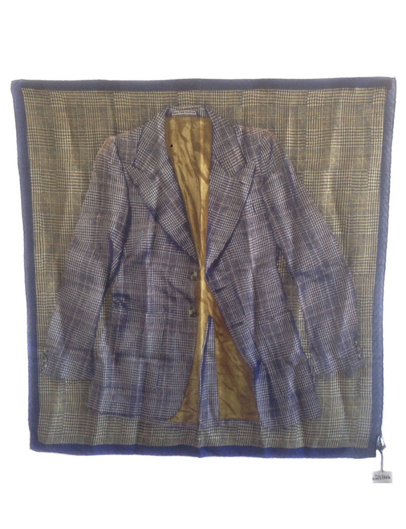Foulard JEAN PAUL GAULTIER  motif Prince de Galles dans les tons bleus