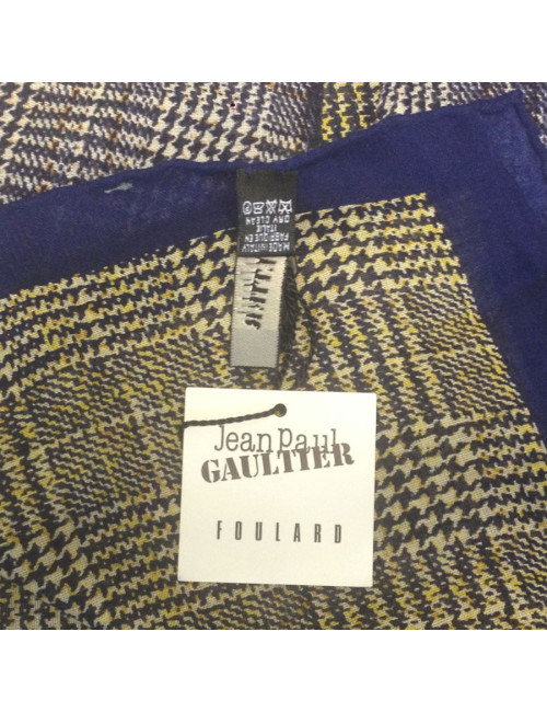 JEAN PAUL GAULTIER Prince of Wales ground in tones of blue scarf