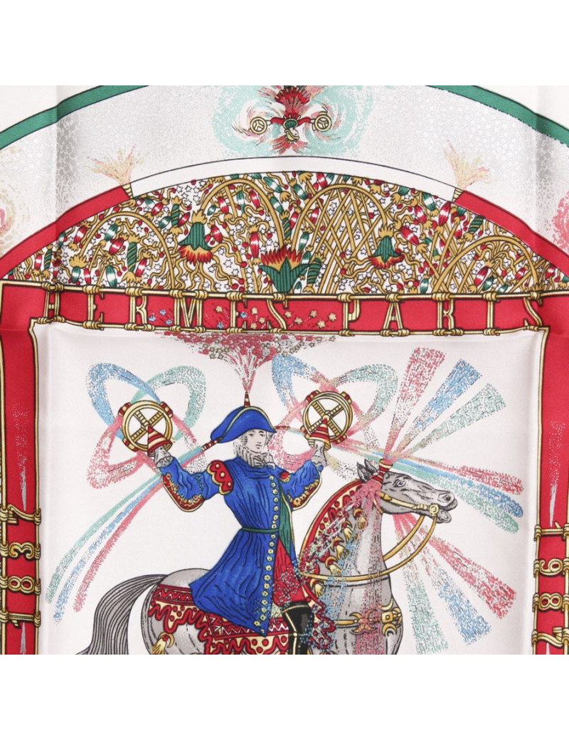 Foulard "Gavroche" HERMES  "Feux d'artifice" en soie 