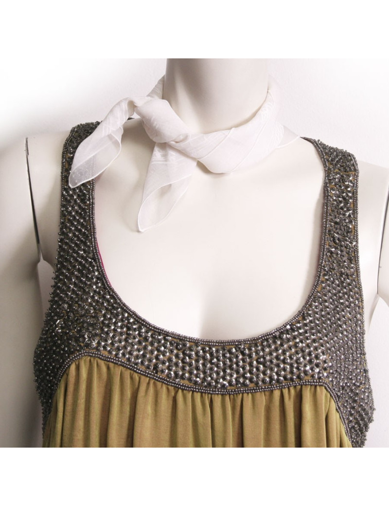 "Gavroche" HERMES beige silk scarf