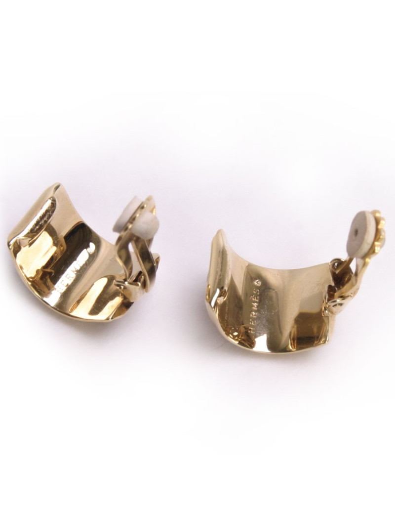 Clips d'oreille HERMES émail noir et orange