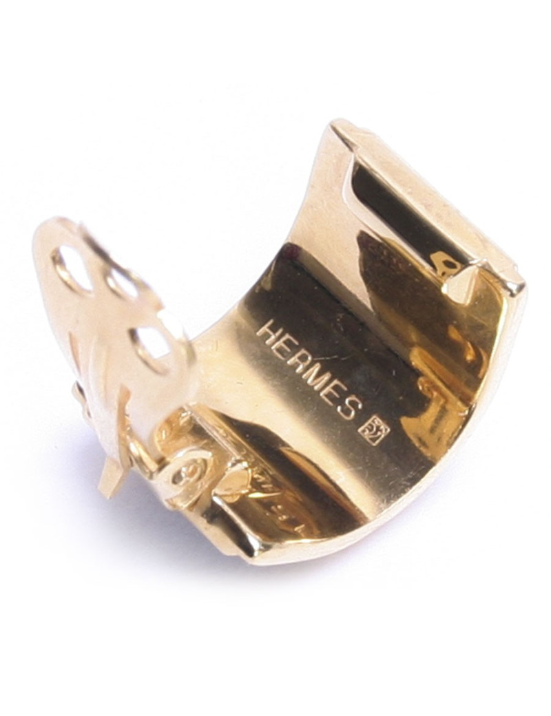 Clips of ear HERMES in gold and blue enamel