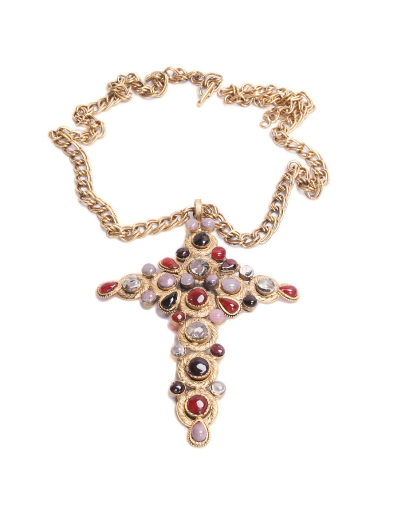 Sautoir croix  MARGUERITE DE VALOIS Couture multicolore