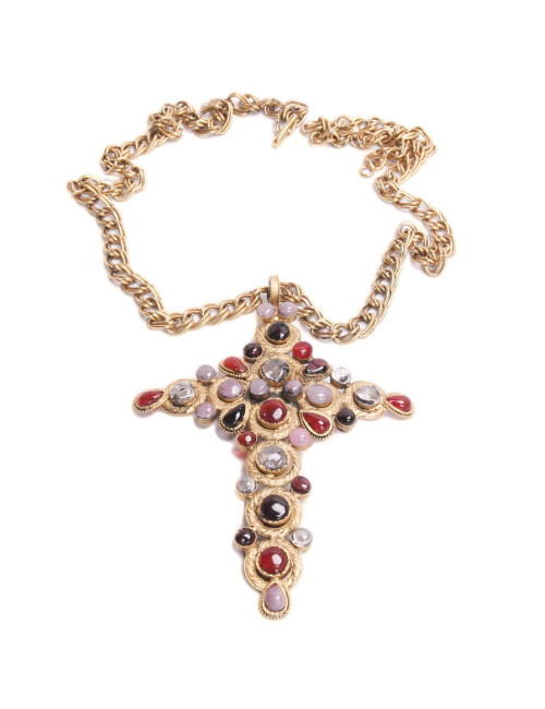 Sautoir croix  MARGUERITE DE VALOIS Couture MULTICOLORE