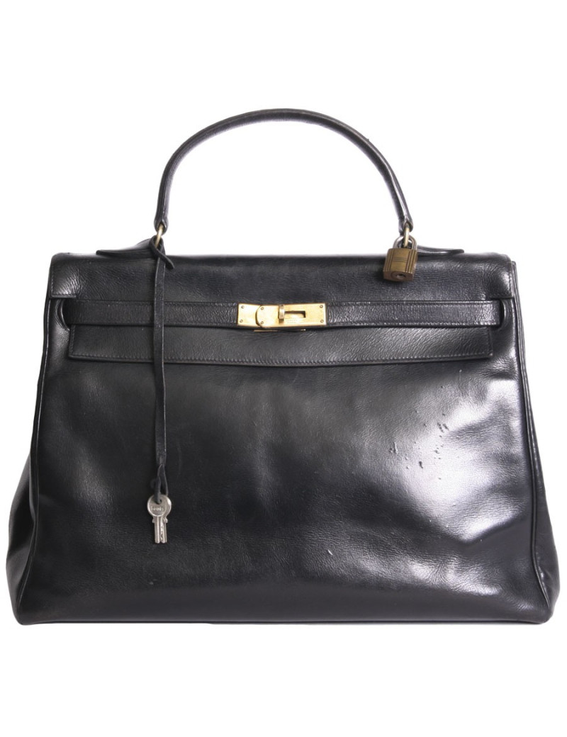 Sac Kelly 35 HERMES vintage en box noir