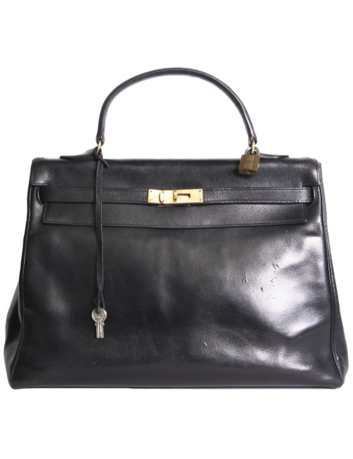 Sac Kelly 35 HERMES vintage en box noir