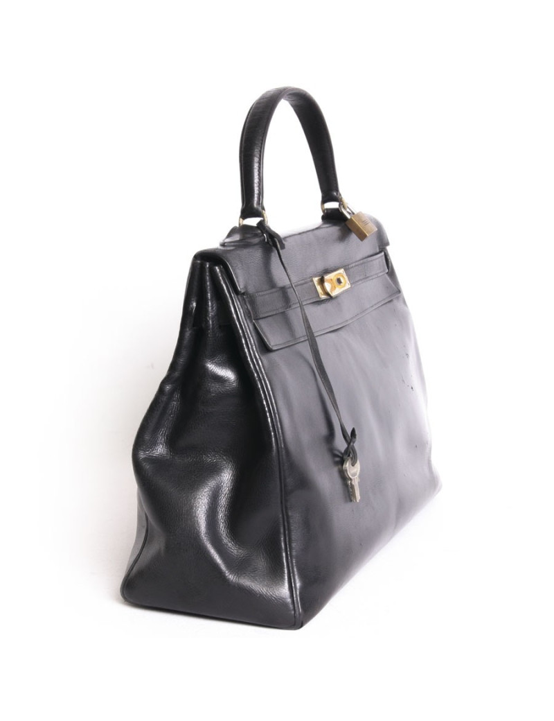 Sac Kelly 35 HERMES vintage en box noir