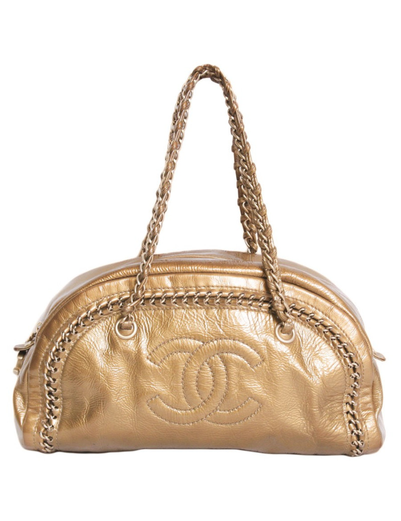 Sac CHANEL "bowling" cuir doré vieilli