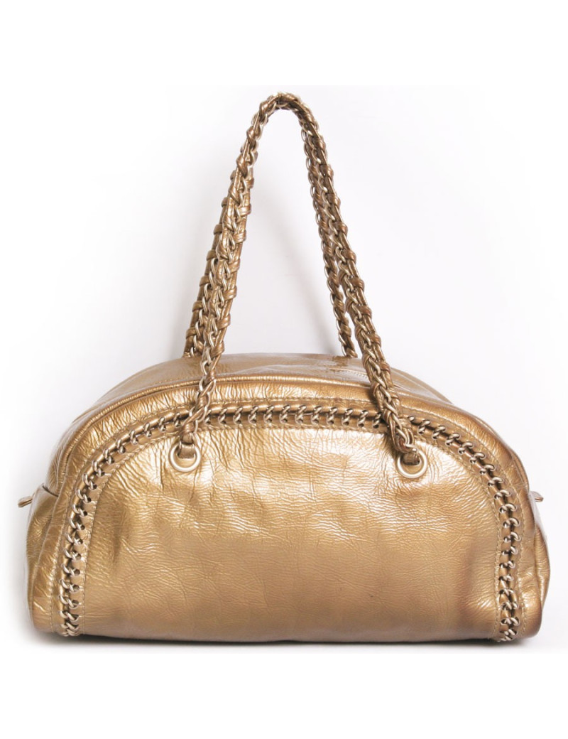 CHANEL gold leather aged "bowling" bag