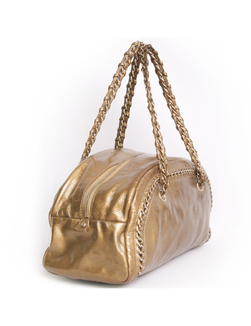 CHANEL gold leather aged "bowling" bag