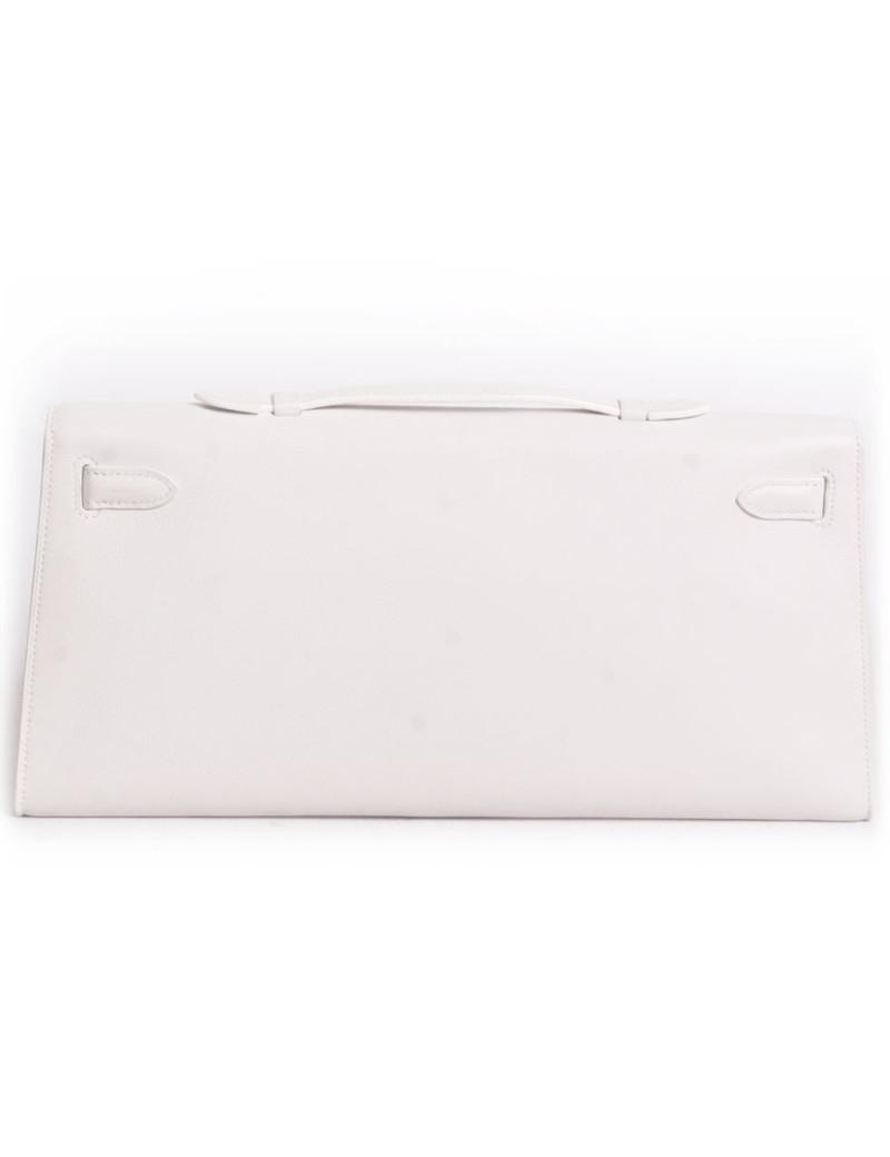 Kelly HERMES white calf epsom leather pouch