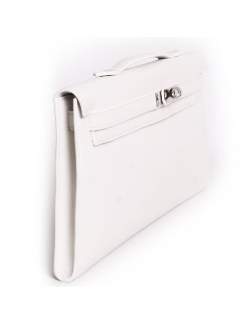 Pochette Kelly HERMES cuir blanc