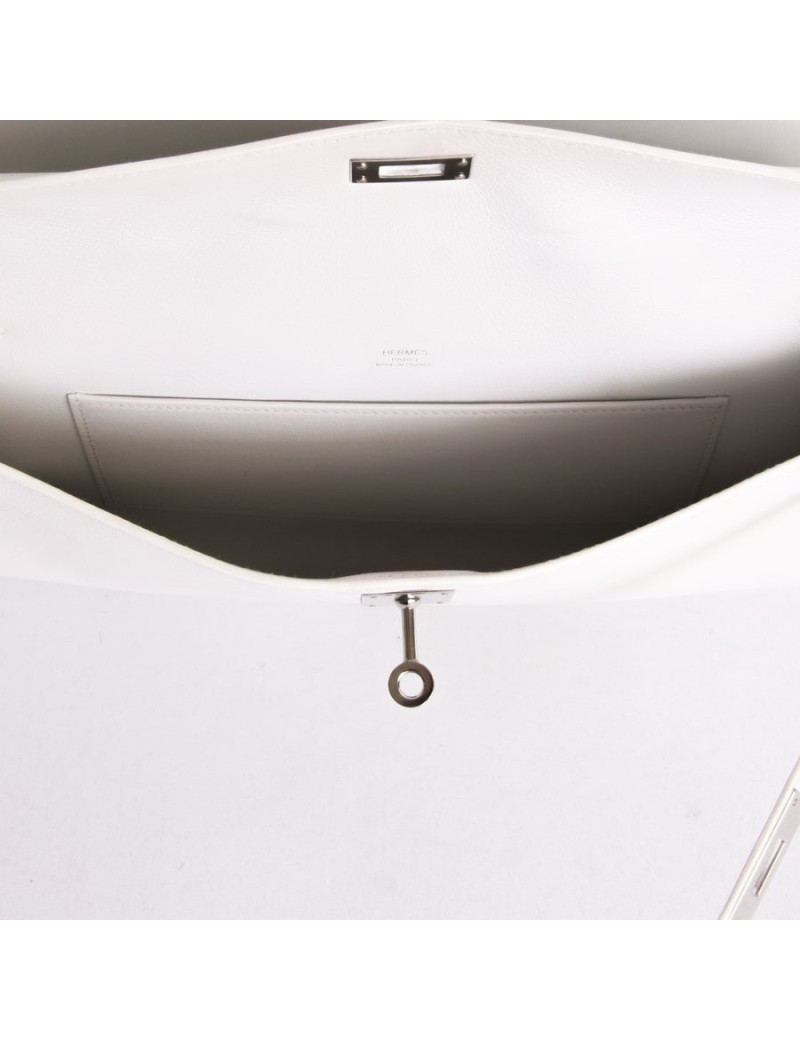 Kelly HERMES white calf epsom leather pouch