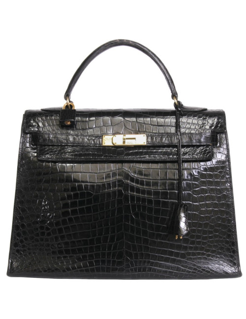 Sac Kelly 32 HERMES en peau exotique porosus vintage