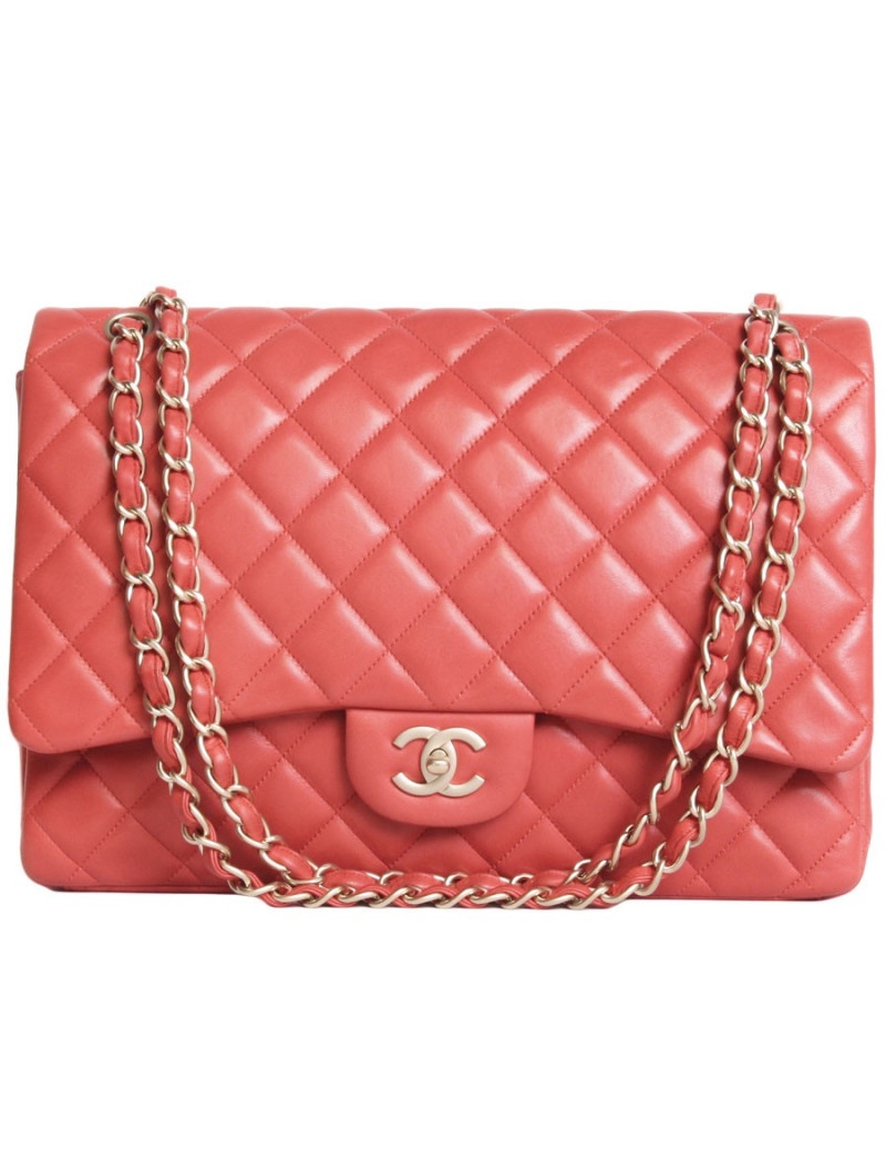 Sac Jumbo CHANEL cuir d'agneau  corail 