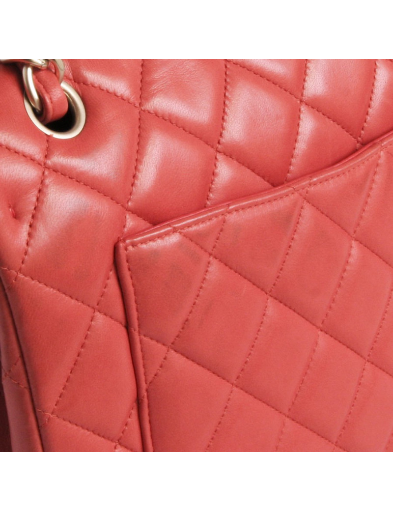 Sac Maxi  Jumbo CHANEL cuir d'agneau lisse  corail 
