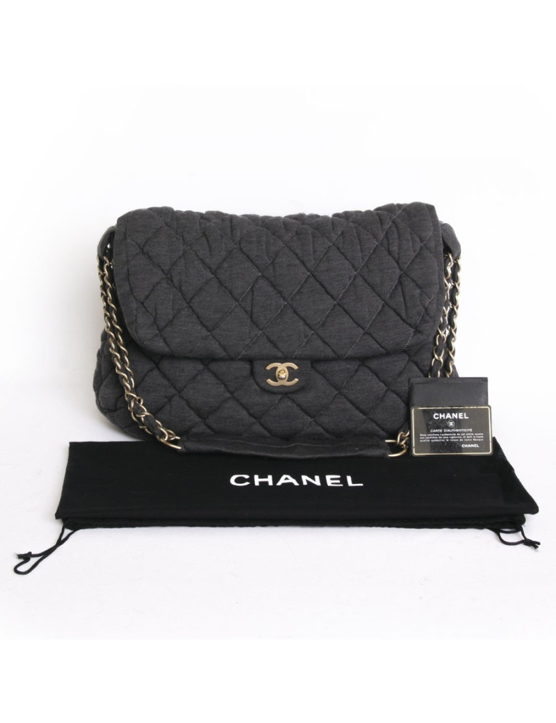 Bag CHANEL bag in quilted gray jersey