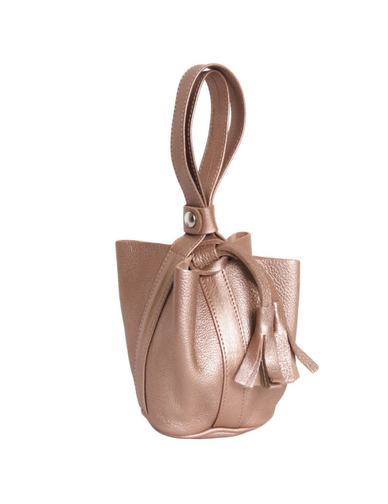Mini sac en cuir lamé rosé sans marque