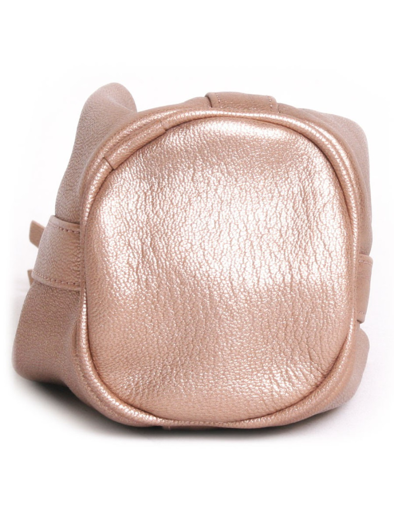 Mini sac en cuir lamé rosé sans marque