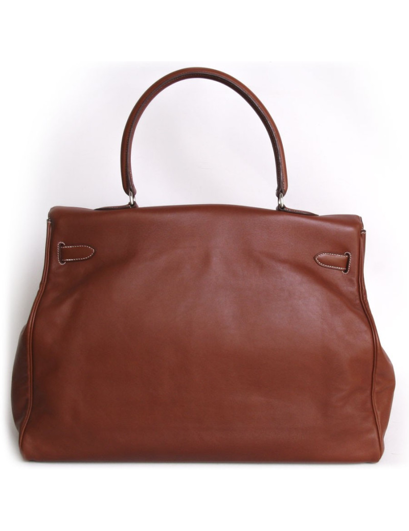 Kelly Relax HERMES leather bag smooth Fawn silkim