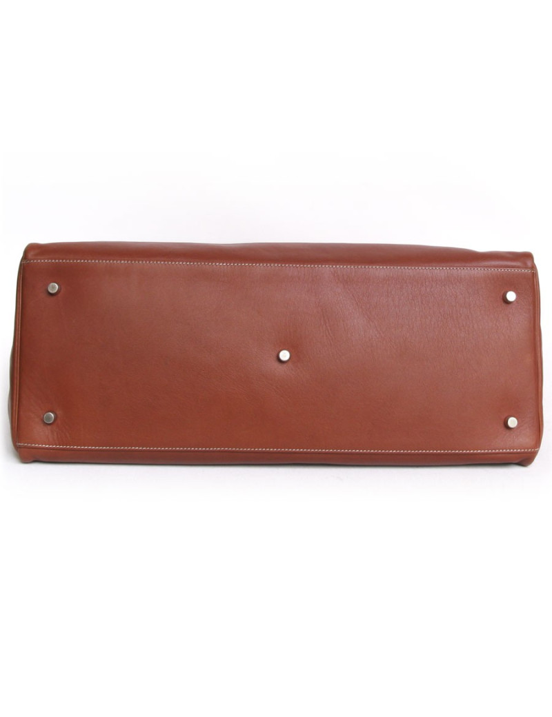 Kelly Relax HERMES leather bag smooth Fawn silkim