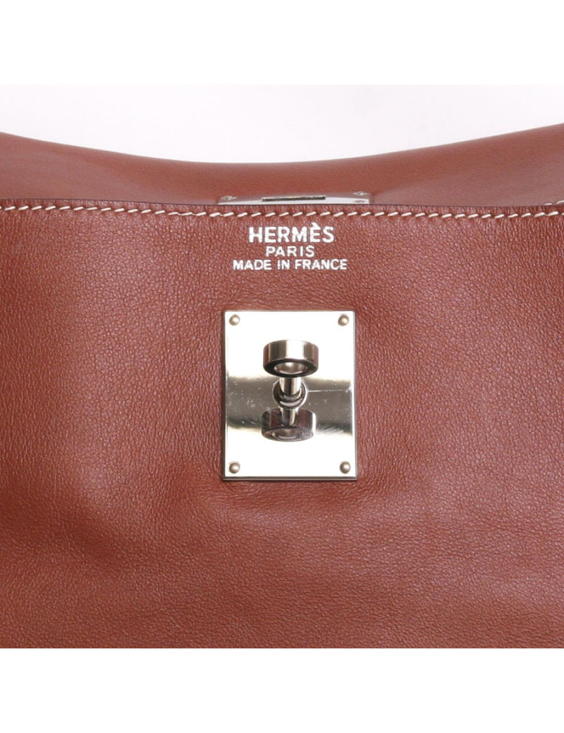 Kelly Relax HERMES leather bag smooth Fawn silkim