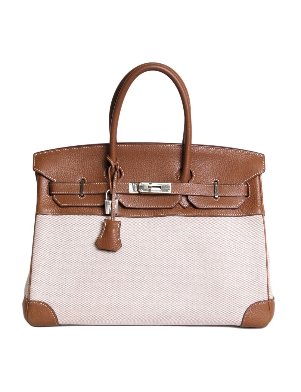 sac Birkin 30 HERMES en toile et cuir