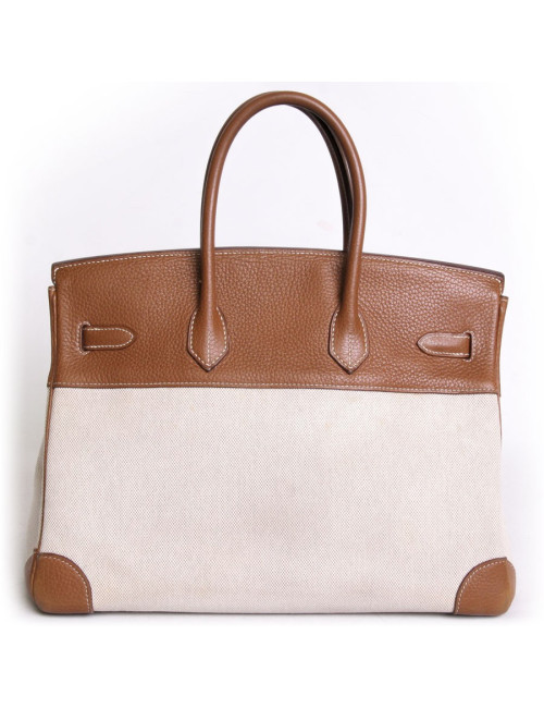 sac Birkin 30 HERMES en toile et cuir
