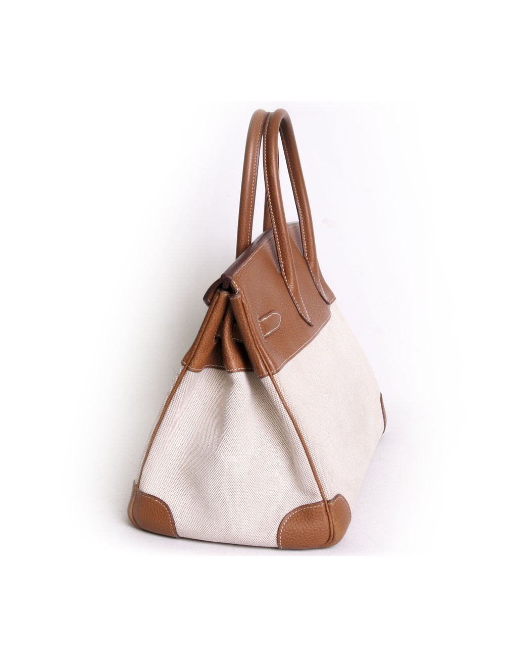 Birkin 35 HERMÈS canvas and leather togo gold