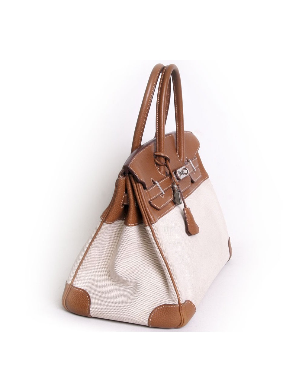 Birkin 35 HERMÈS canvas and leather togo gold