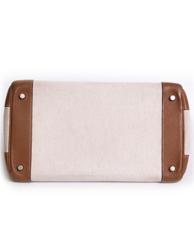 Birkin 35 HERMÈS canvas and leather togo gold