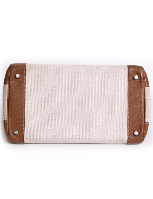 Birkin 35 HERMÈS canvas and leather togo gold