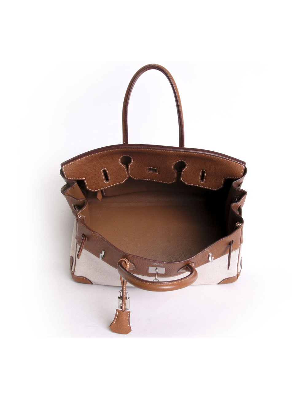 Birkin 35 HERMÈS canvas and leather togo gold