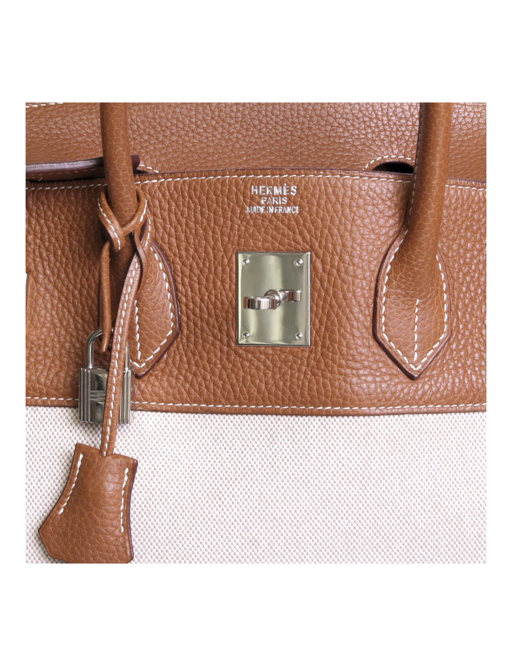 sac Birkin 30 HERMES en toile et cuir