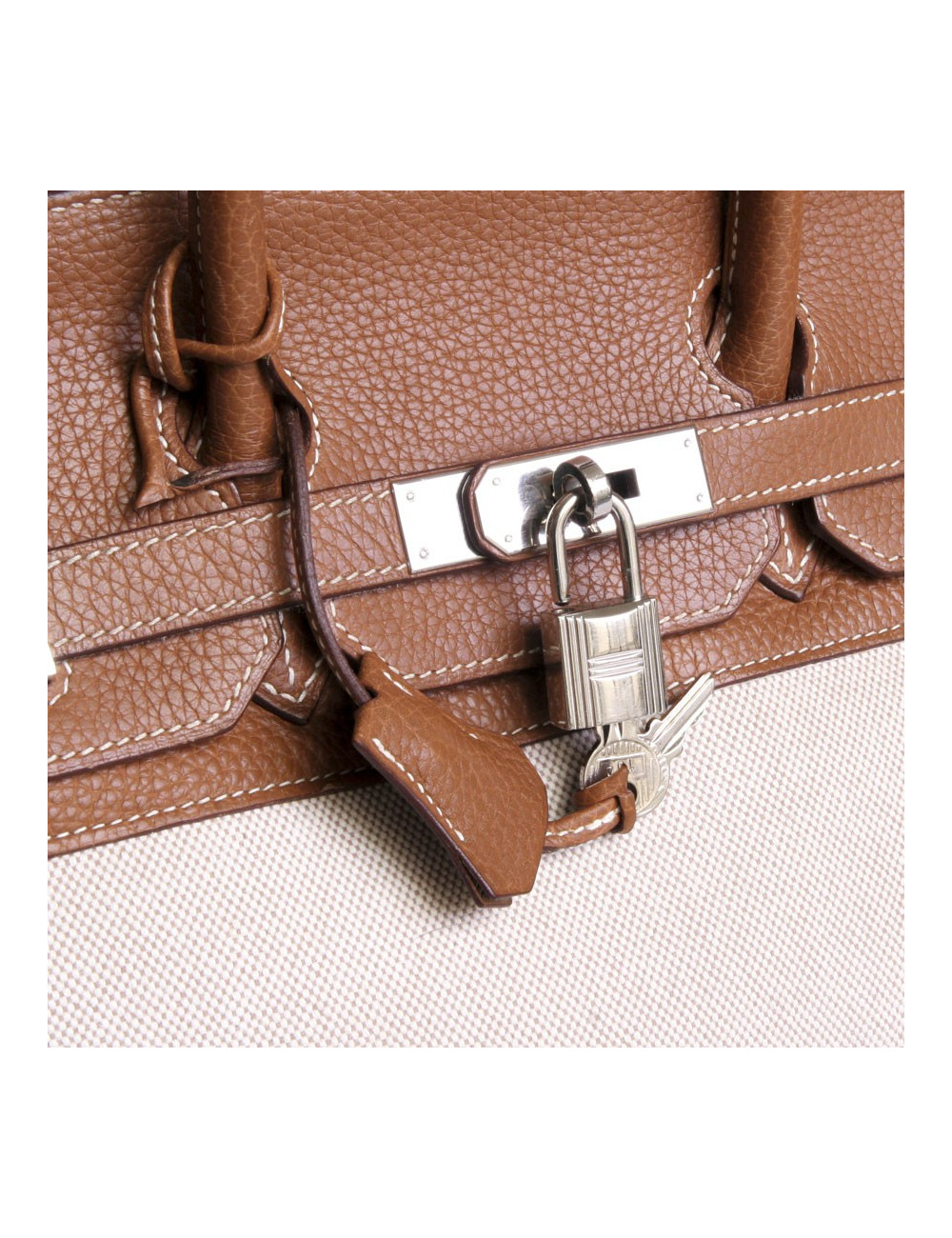 sac Birkin 30 HERMES en toile et cuir