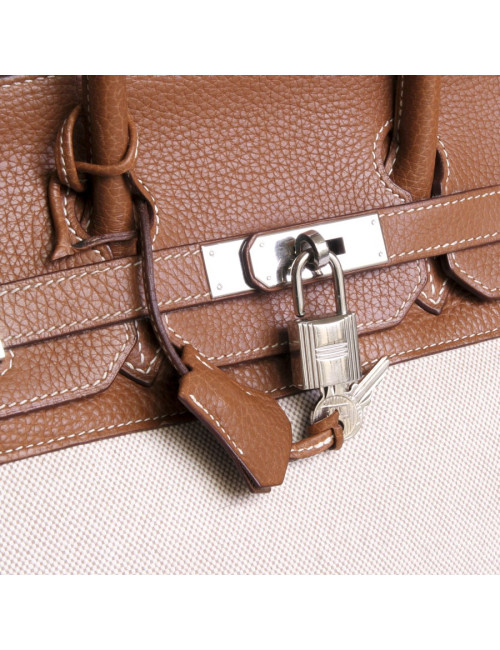 sac Birkin 30 HERMES en toile et cuir