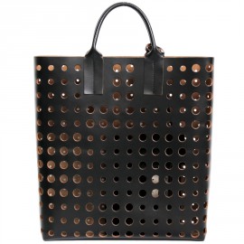 MARNI Tote Leather perforated black