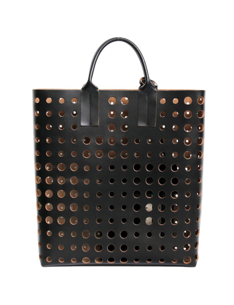 Cabas  MARNI en cuir  perforé  noir