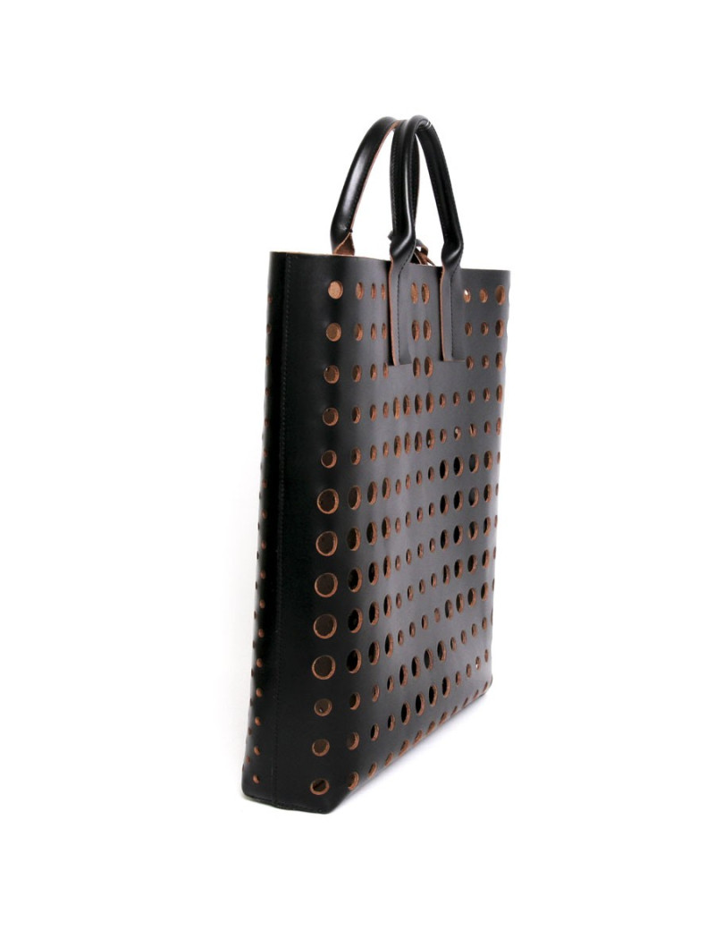 Cabas  MARNI en cuir  perforé  noir