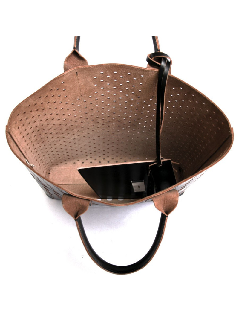 MARNI Tote Leather perforated black