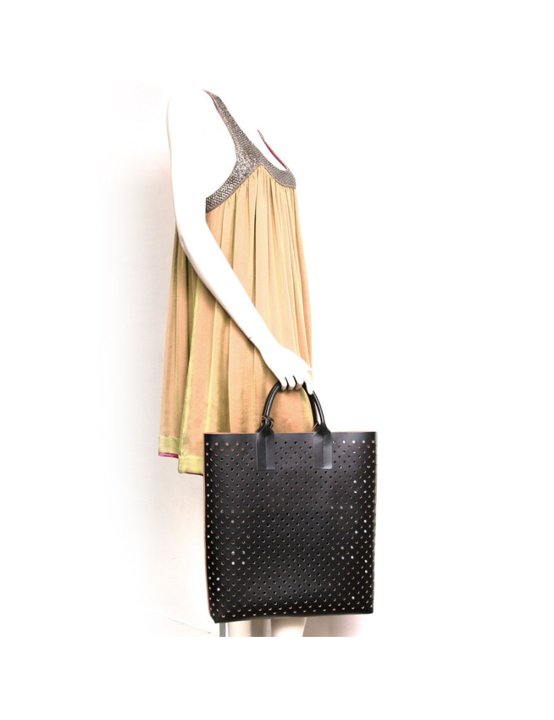 MARNI Tote Leather perforated black