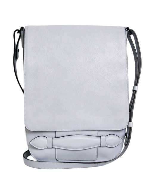 Besace SONIA RYKIEL en veau grainé bleu ciel 