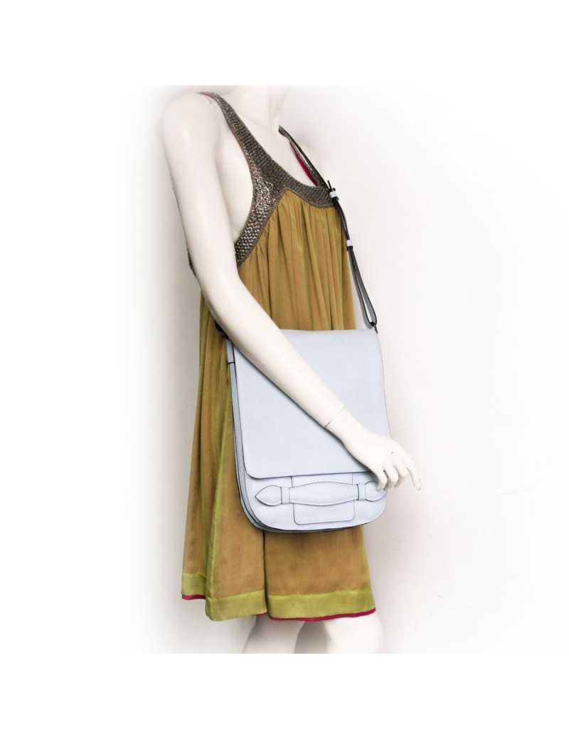 SONIA RYKIEL satchel in blue sky grained calf