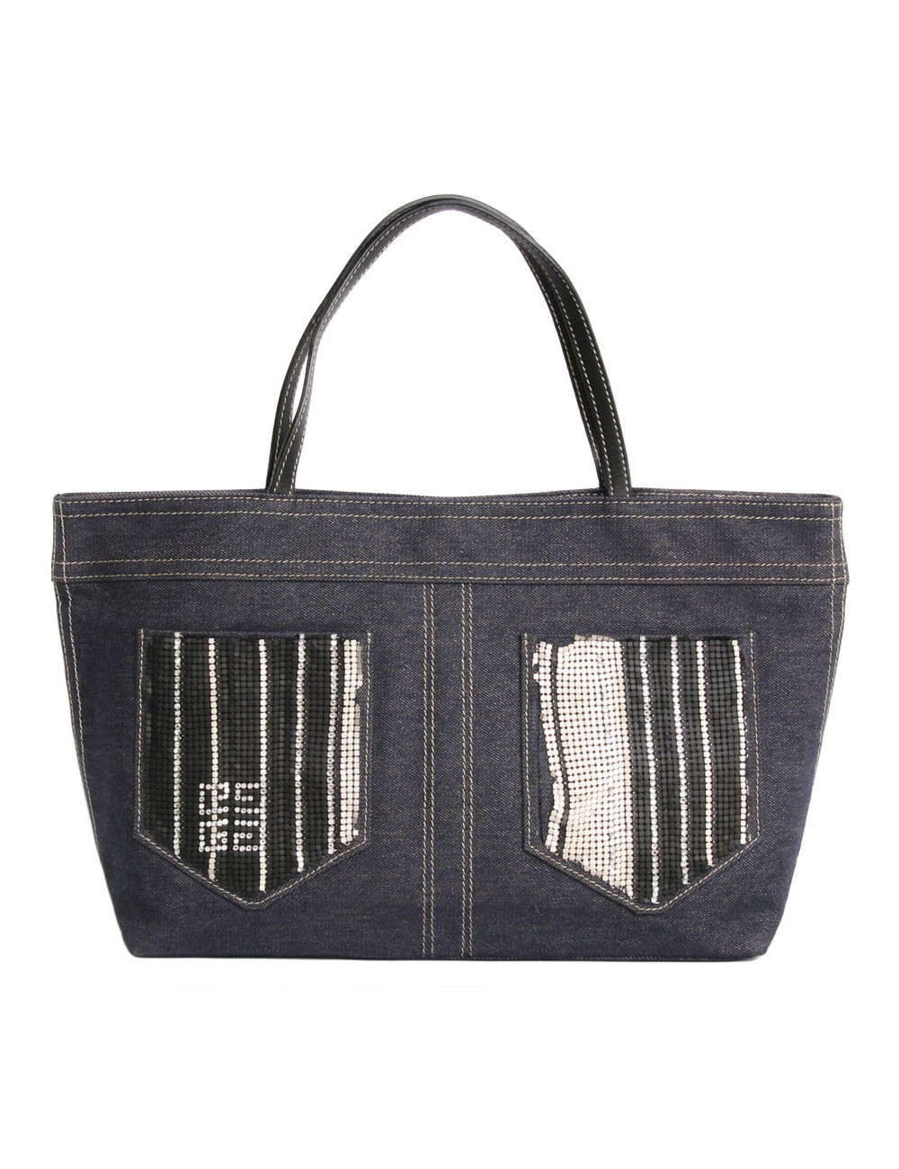 Sac  GIVENCHY en denim bleu et doré et cotte de maille